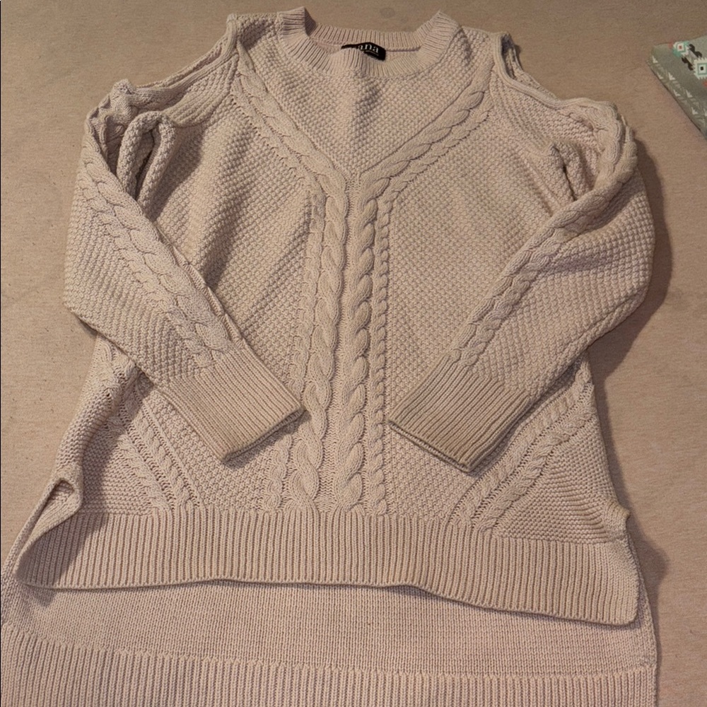 Women's Beige Cable Knit Sweater